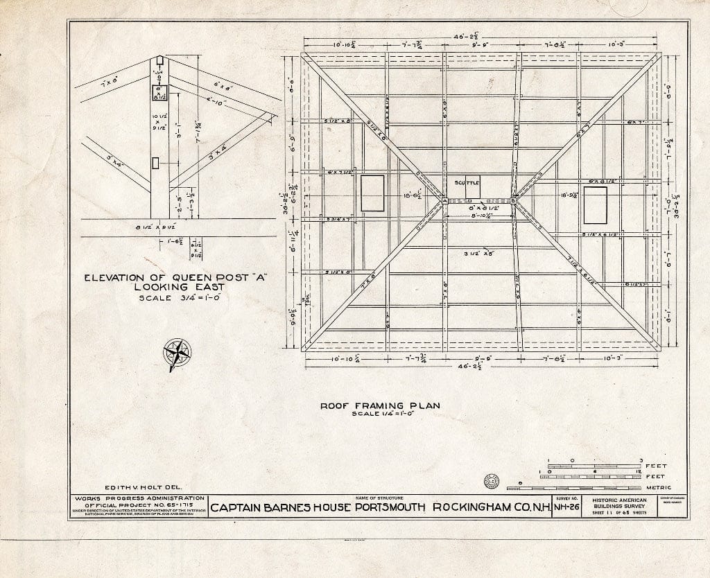 Historic Pictoric : Blueprint HABS NH,8-Port,124- (Sheet 11 of 65) - Captain Barnes House, 218 Islington Street, Portsmouth, Rockingham County, NH