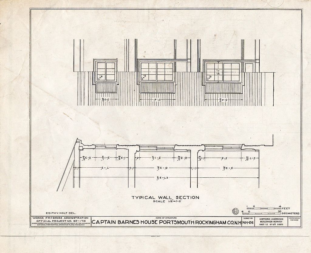 Historic Pictoric : Blueprint HABS NH,8-Port,124- (Sheet 12 of 65) - Captain Barnes House, 218 Islington Street, Portsmouth, Rockingham County, NH