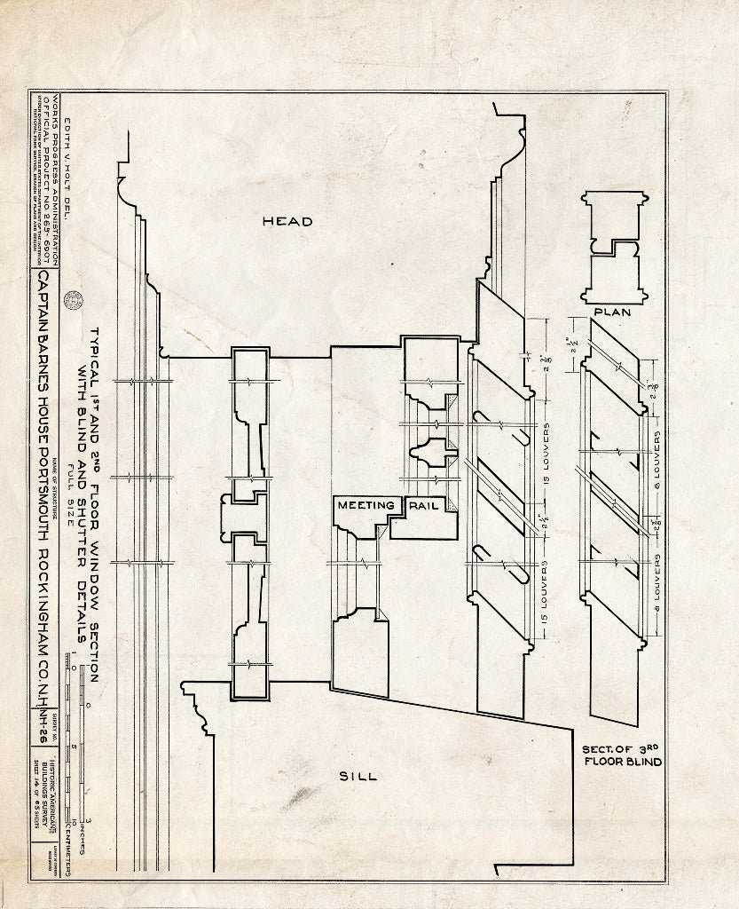 Historic Pictoric : Blueprint HABS NH,8-Port,124- (Sheet 14 of 65) - Captain Barnes House, 218 Islington Street, Portsmouth, Rockingham County, NH