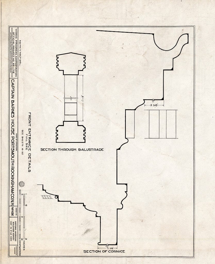 Historic Pictoric : Blueprint HABS NH,8-Port,124- (Sheet 18 of 65) - Captain Barnes House, 218 Islington Street, Portsmouth, Rockingham County, NH