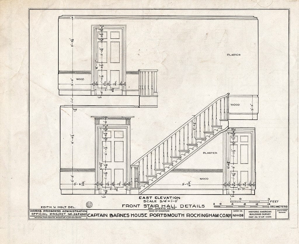 Historic Pictoric : Blueprint HABS NH,8-Port,124- (Sheet 26 of 65) - Captain Barnes House, 218 Islington Street, Portsmouth, Rockingham County, NH