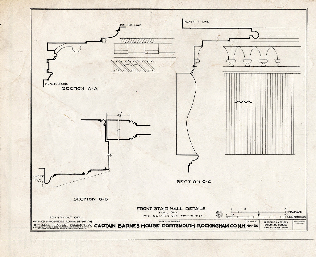 Historic Pictoric : Blueprint HABS NH,8-Port,124- (Sheet 30 of 65) - Captain Barnes House, 218 Islington Street, Portsmouth, Rockingham County, NH