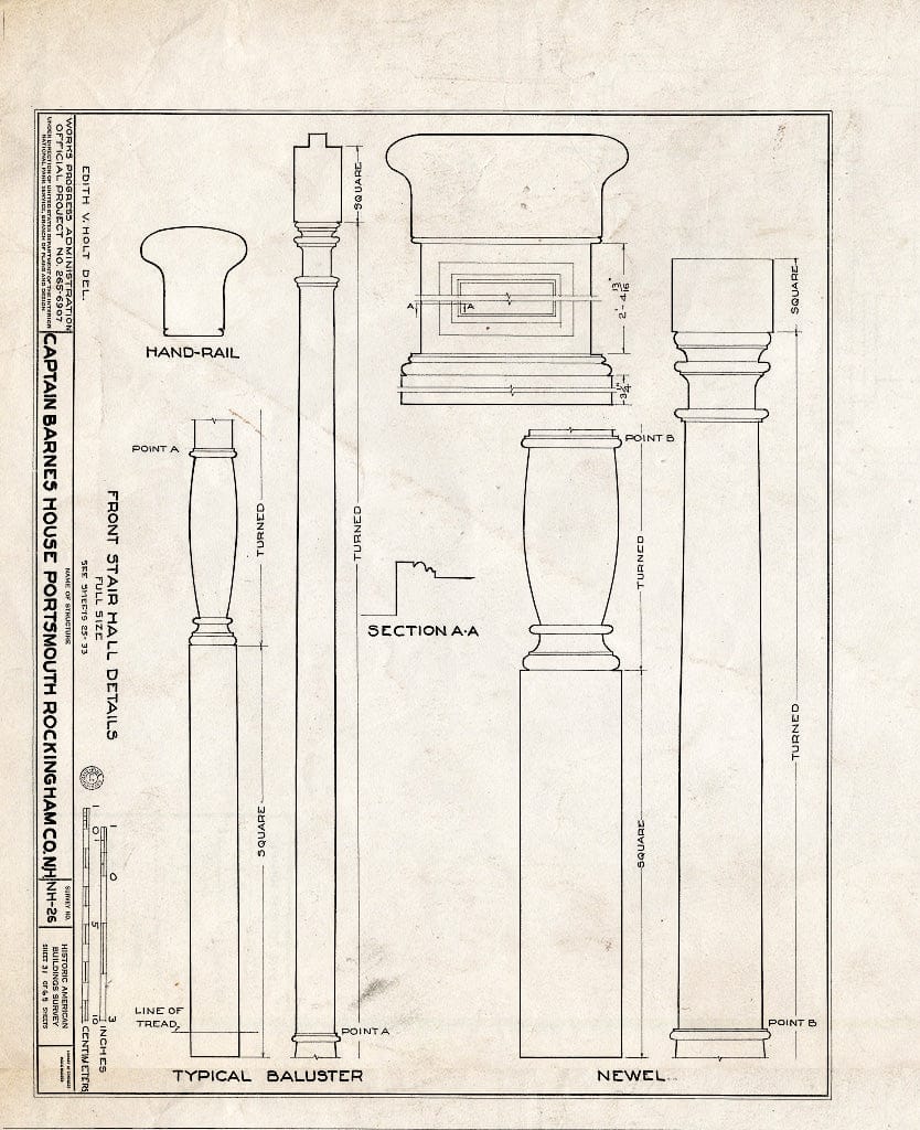 Historic Pictoric : Blueprint HABS NH,8-Port,124- (Sheet 31 of 65) - Captain Barnes House, 218 Islington Street, Portsmouth, Rockingham County, NH