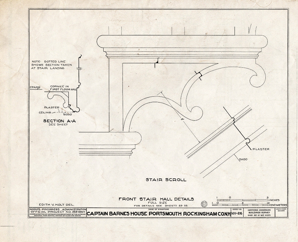 Historic Pictoric : Blueprint HABS NH,8-Port,124- (Sheet 32 of 65) - Captain Barnes House, 218 Islington Street, Portsmouth, Rockingham County, NH