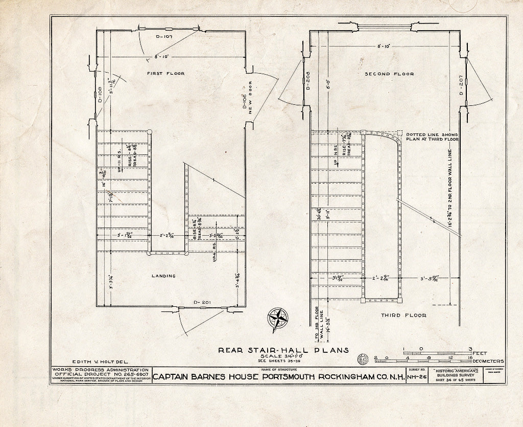 Historic Pictoric : Blueprint HABS NH,8-Port,124- (Sheet 34 of 65) - Captain Barnes House, 218 Islington Street, Portsmouth, Rockingham County, NH