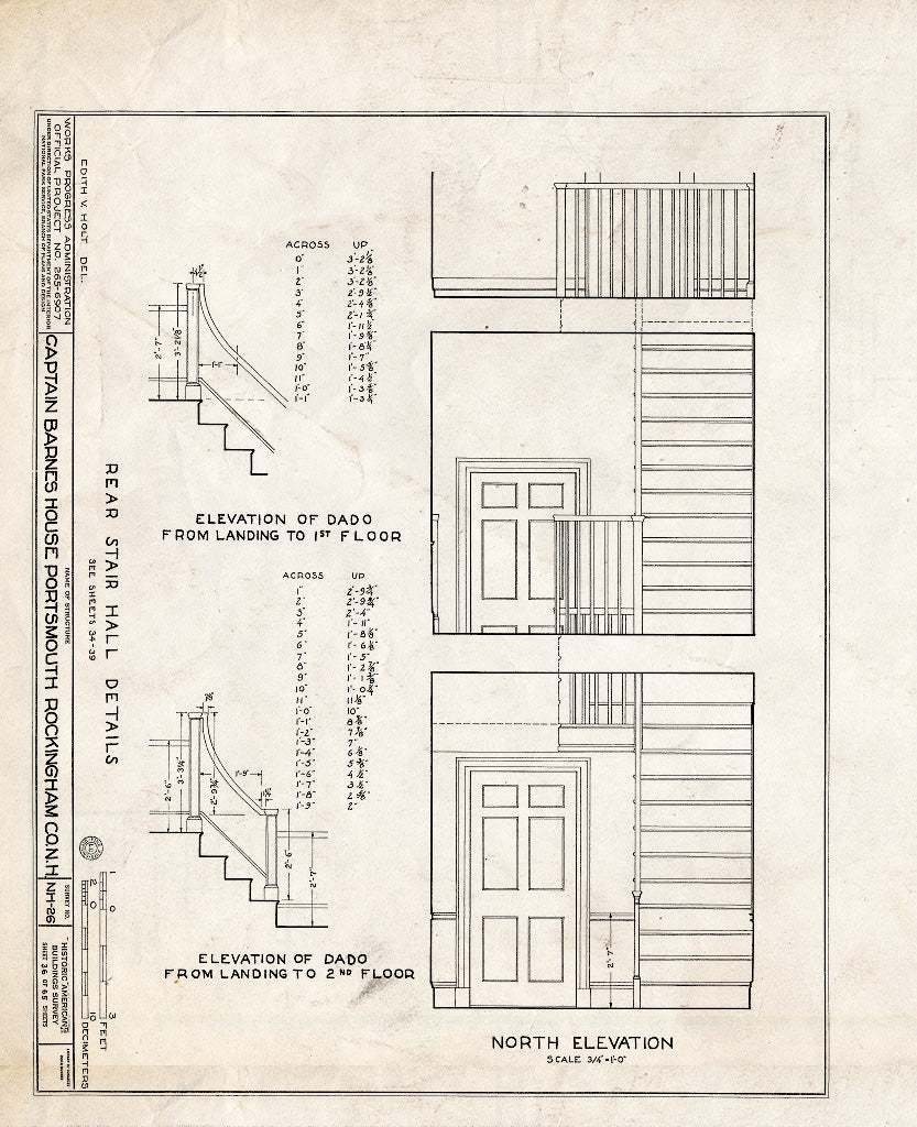 Historic Pictoric : Blueprint HABS NH,8-Port,124- (Sheet 36 of 65) - Captain Barnes House, 218 Islington Street, Portsmouth, Rockingham County, NH