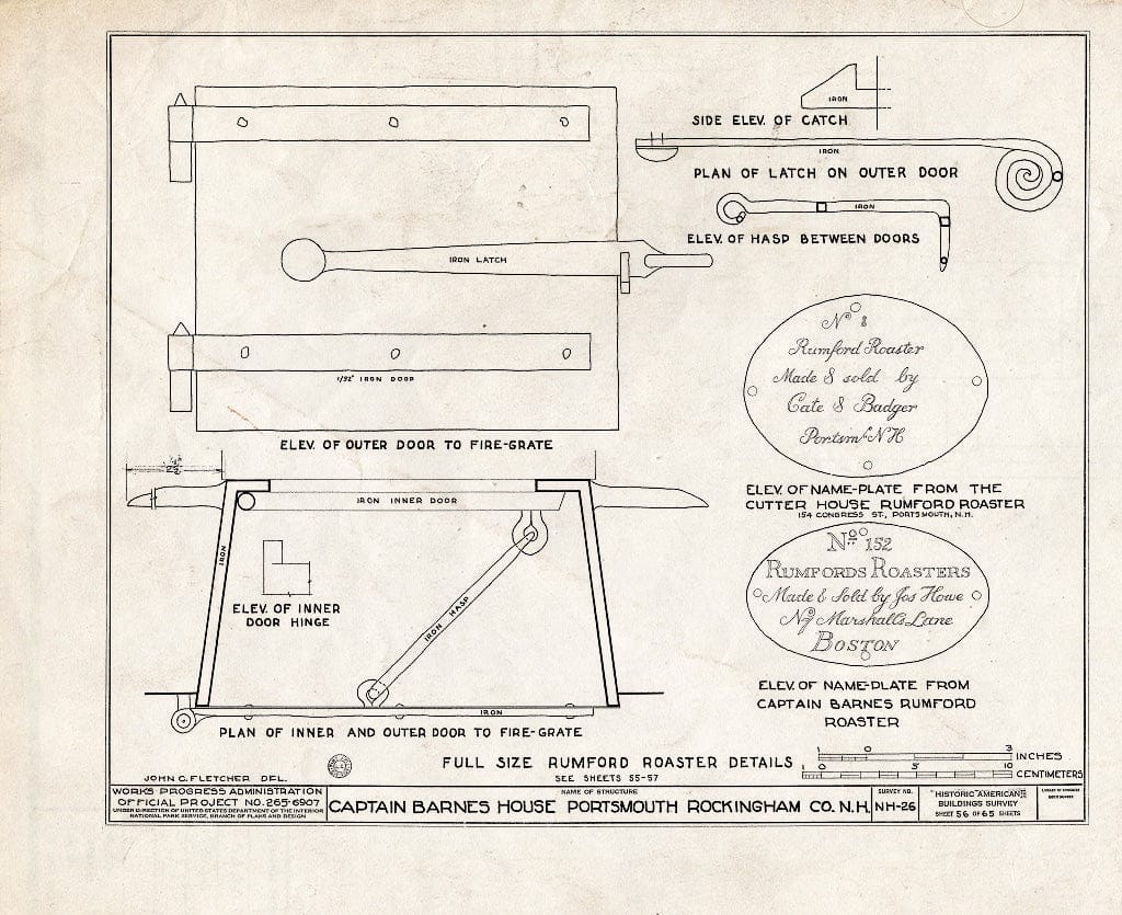 Historic Pictoric : Blueprint HABS NH,8-Port,124- (Sheet 56 of 65) - Captain Barnes House, 218 Islington Street, Portsmouth, Rockingham County, NH