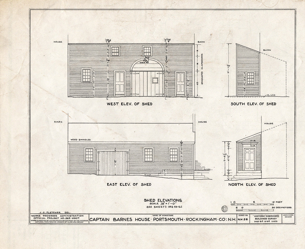 Historic Pictoric : Blueprint HABS NH,8-Port,124- (Sheet 60 of 65) - Captain Barnes House, 218 Islington Street, Portsmouth, Rockingham County, NH