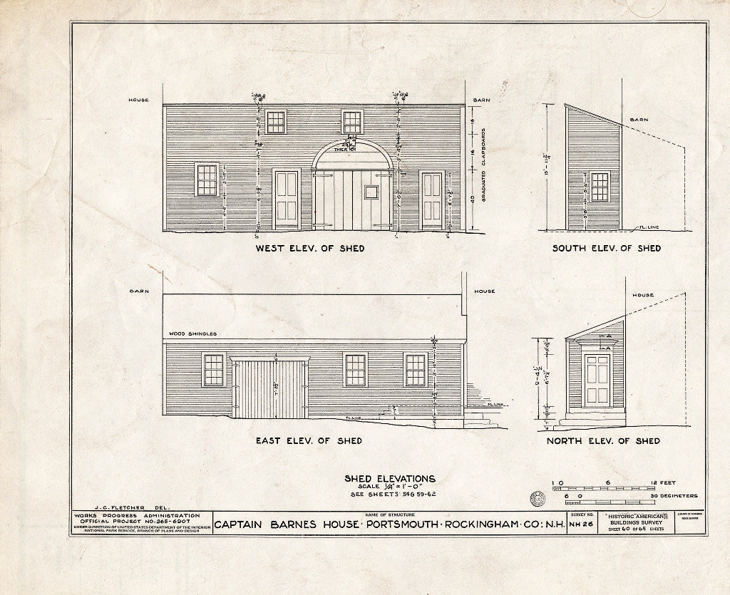 Historic Pictoric : Blueprint HABS NH,8-Port,124- (Sheet 60 of 65) - Captain Barnes House, 218 Islington Street, Portsmouth, Rockingham County, NH