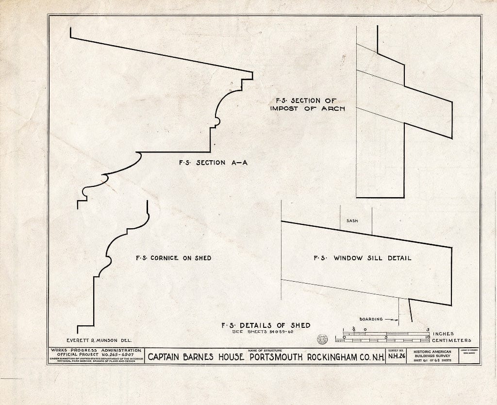 Historic Pictoric : Blueprint HABS NH,8-Port,124- (Sheet 61 of 65) - Captain Barnes House, 218 Islington Street, Portsmouth, Rockingham County, NH