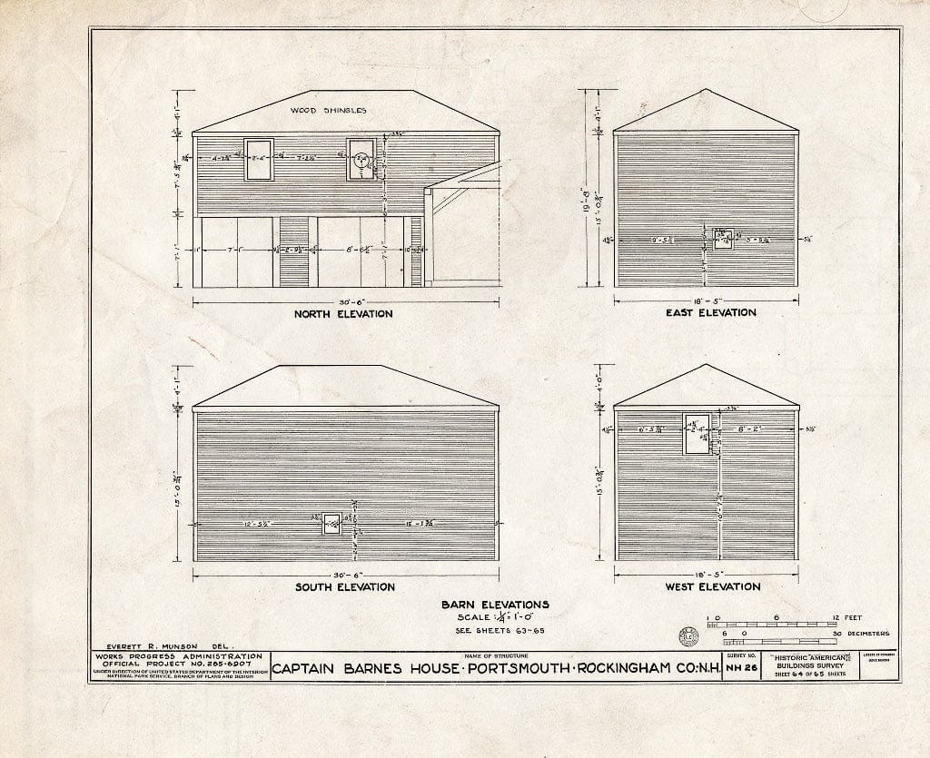 Historic Pictoric : Blueprint HABS NH,8-Port,124- (Sheet 64 of 65) - Captain Barnes House, 218 Islington Street, Portsmouth, Rockingham County, NH