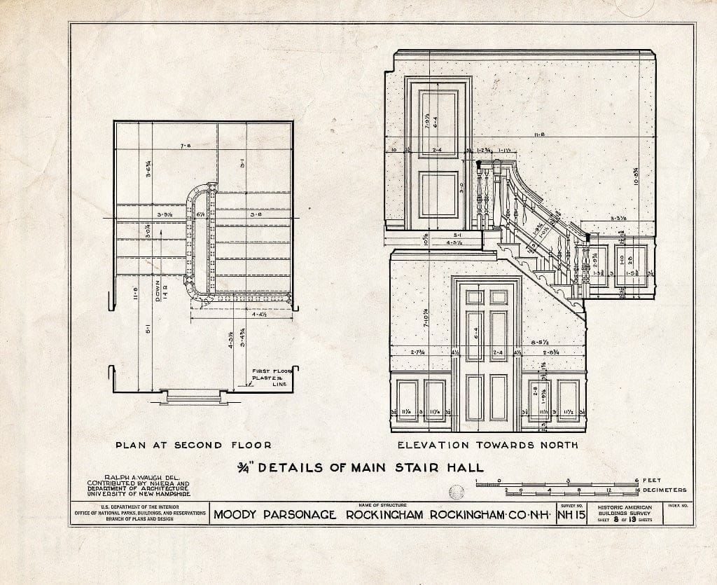 Historic Pictoric : Blueprint HABS NH,8-Rock,1- (Sheet 8 of 19) - Moody Parsonage, Rockingham, Rockingham County, NH