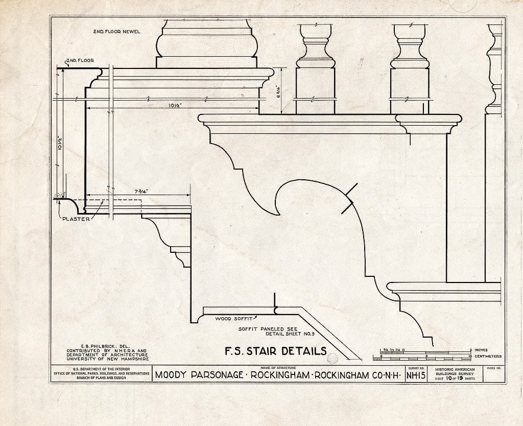 Historic Pictoric : Blueprint HABS NH,8-Rock,1- (Sheet 10 of 19) - Moody Parsonage, Rockingham, Rockingham County, NH