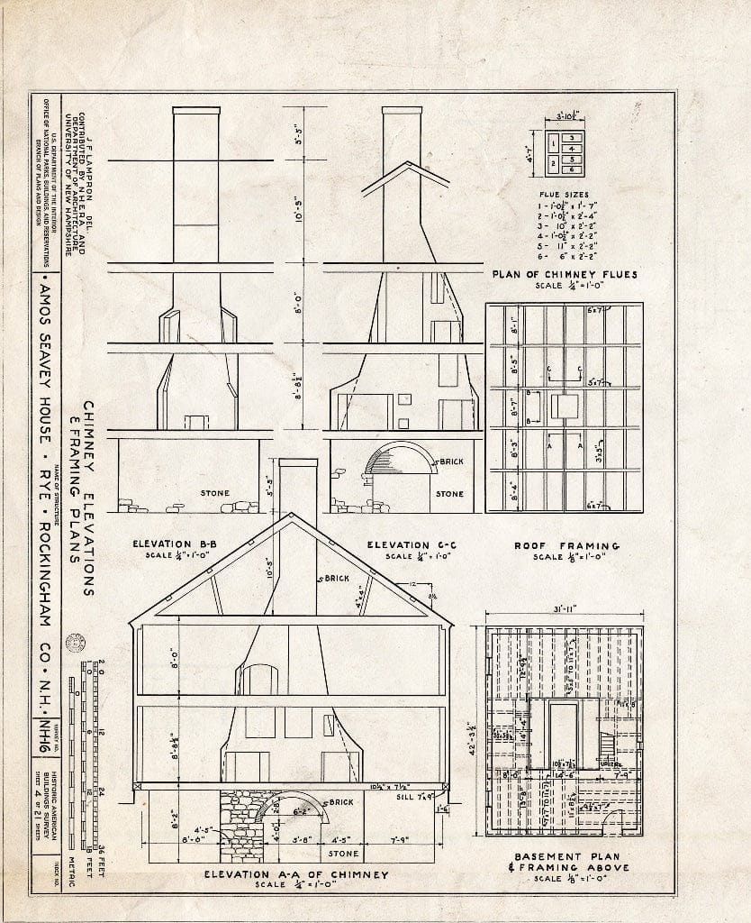 Historic Pictoric : Blueprint HABS NH,8-RY,1- (Sheet 4 of 21) - Amos Seavey House, Beach Boulevard, Rye, Rockingham County, NH