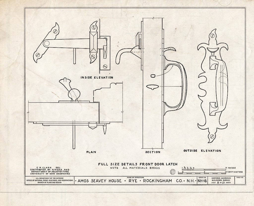 Historic Pictoric : Blueprint HABS NH,8-RY,1- (Sheet 8 of 21) - Amos Seavey House, Beach Boulevard, Rye, Rockingham County, NH