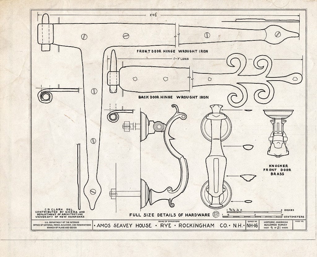 Historic Pictoric : Blueprint HABS NH,8-RY,1- (Sheet 9 of 21) - Amos Seavey House, Beach Boulevard, Rye, Rockingham County, NH