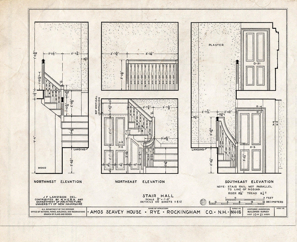 Historic Pictoric : Blueprint HABS NH,8-RY,1- (Sheet 10 of 21) - Amos Seavey House, Beach Boulevard, Rye, Rockingham County, NH