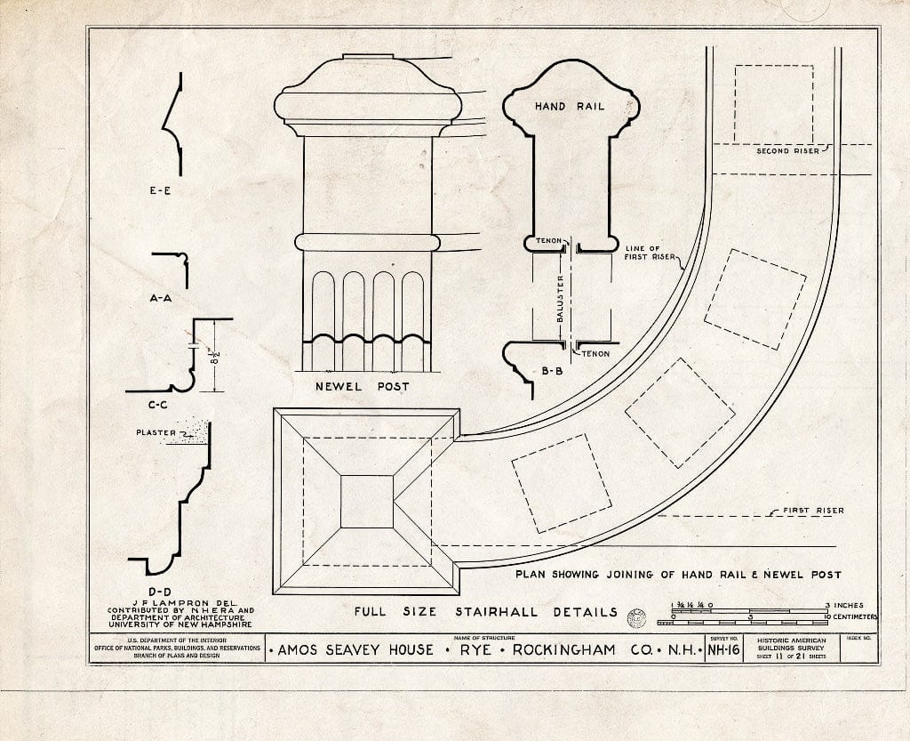 Historic Pictoric : Blueprint HABS NH,8-RY,1- (Sheet 11 of 21) - Amos Seavey House, Beach Boulevard, Rye, Rockingham County, NH