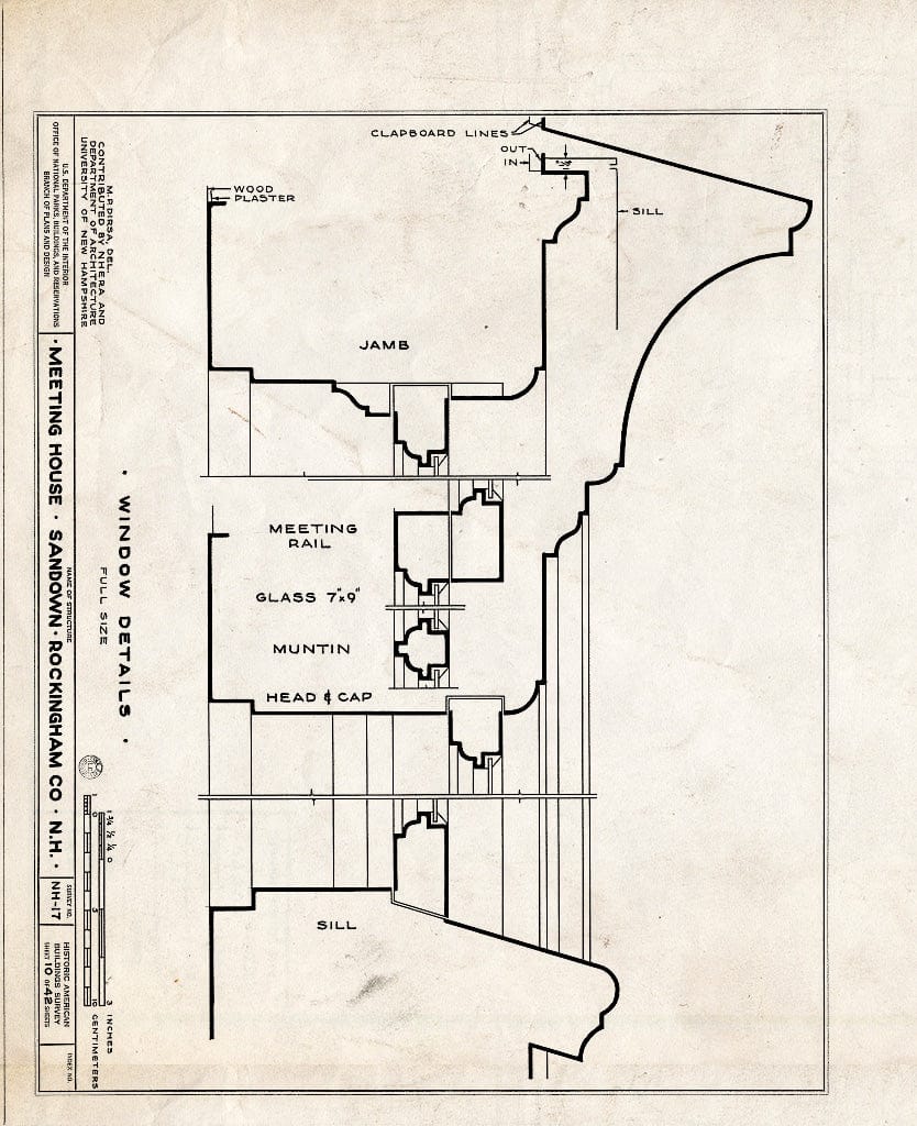 Historic Pictoric : Blueprint HABS NH,8-Sand,1- (Sheet 10 of 42) - Meetinghouse, Phillips Road, Sandown, Rockingham County, NH