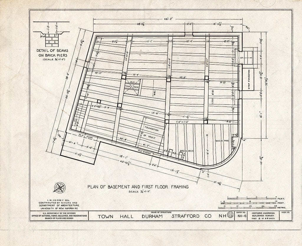 Historic Pictoric : Blueprint HABS NH,9-DUR,2- (Sheet 3 of 22) - Town Hall, Newmarket & Dover Roads, Durham, Strafford County, NH