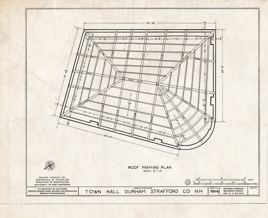 Historic Pictoric : Blueprint HABS NH,9-DUR,2- (Sheet 5 of 22) - Town Hall, Newmarket & Dover Roads, Durham, Strafford County, NH