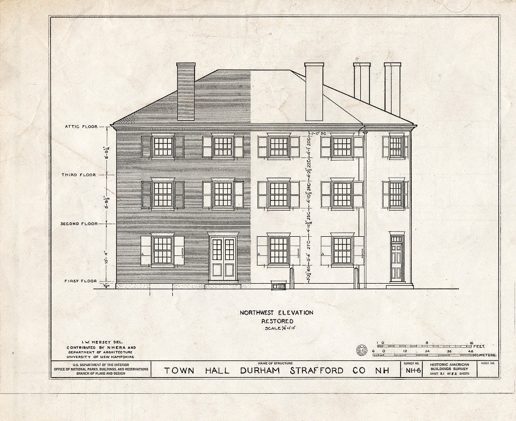 Historic Pictoric : Blueprint HABS NH,9-DUR,2- (Sheet 21 of 22) - Town Hall, Newmarket & Dover Roads, Durham, Strafford County, NH