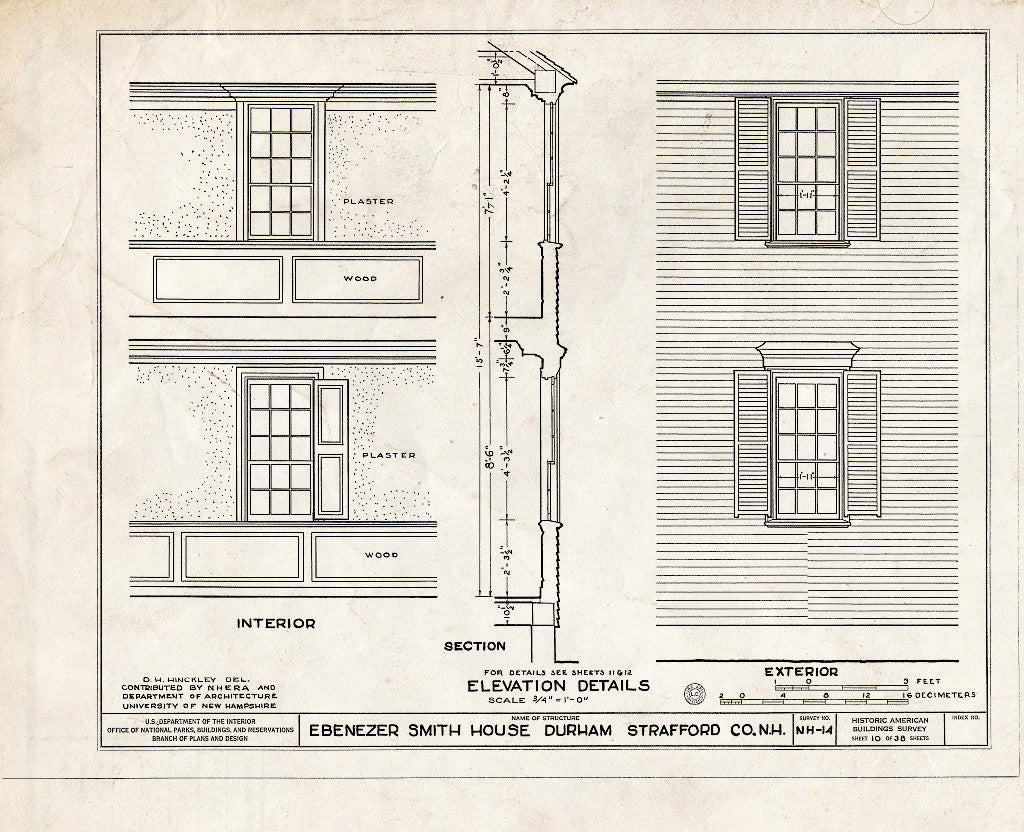 Historic Pictoric : Blueprint HABS NH,9-DUR,4- (Sheet 10 of 38) - Ebenezer Smith House, 20 Main Street, Durham, Strafford County, NH