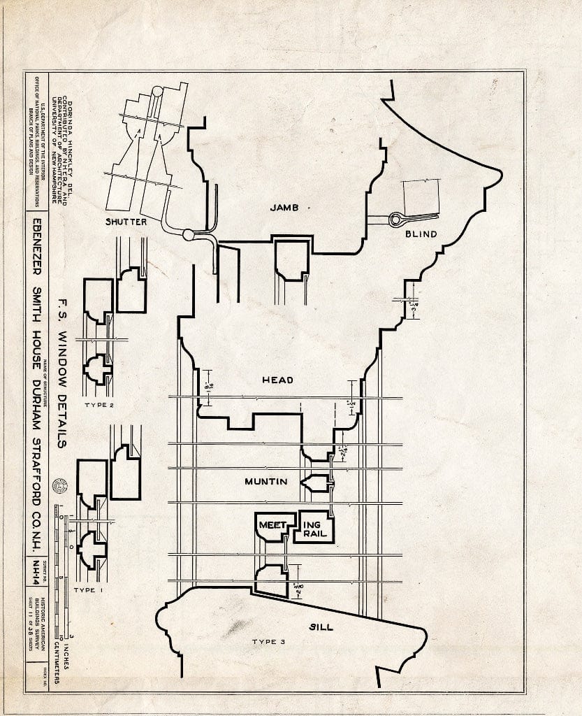 Historic Pictoric : Blueprint HABS NH,9-DUR,4- (Sheet 11 of 38) - Ebenezer Smith House, 20 Main Street, Durham, Strafford County, NH