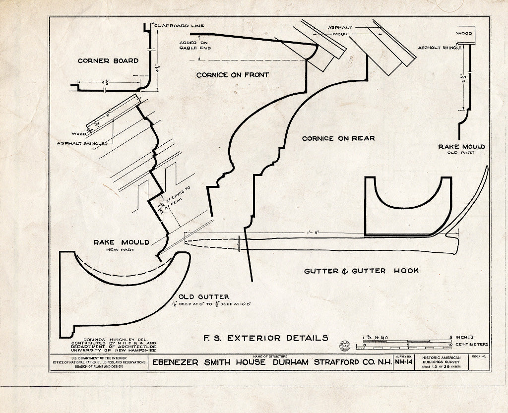 Historic Pictoric : Blueprint HABS NH,9-DUR,4- (Sheet 13 of 38) - Ebenezer Smith House, 20 Main Street, Durham, Strafford County, NH