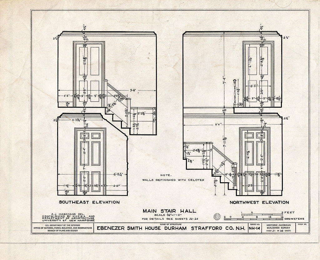 Historic Pictoric : Blueprint HABS NH,9-DUR,4- (Sheet 21 of 38) - Ebenezer Smith House, 20 Main Street, Durham, Strafford County, NH