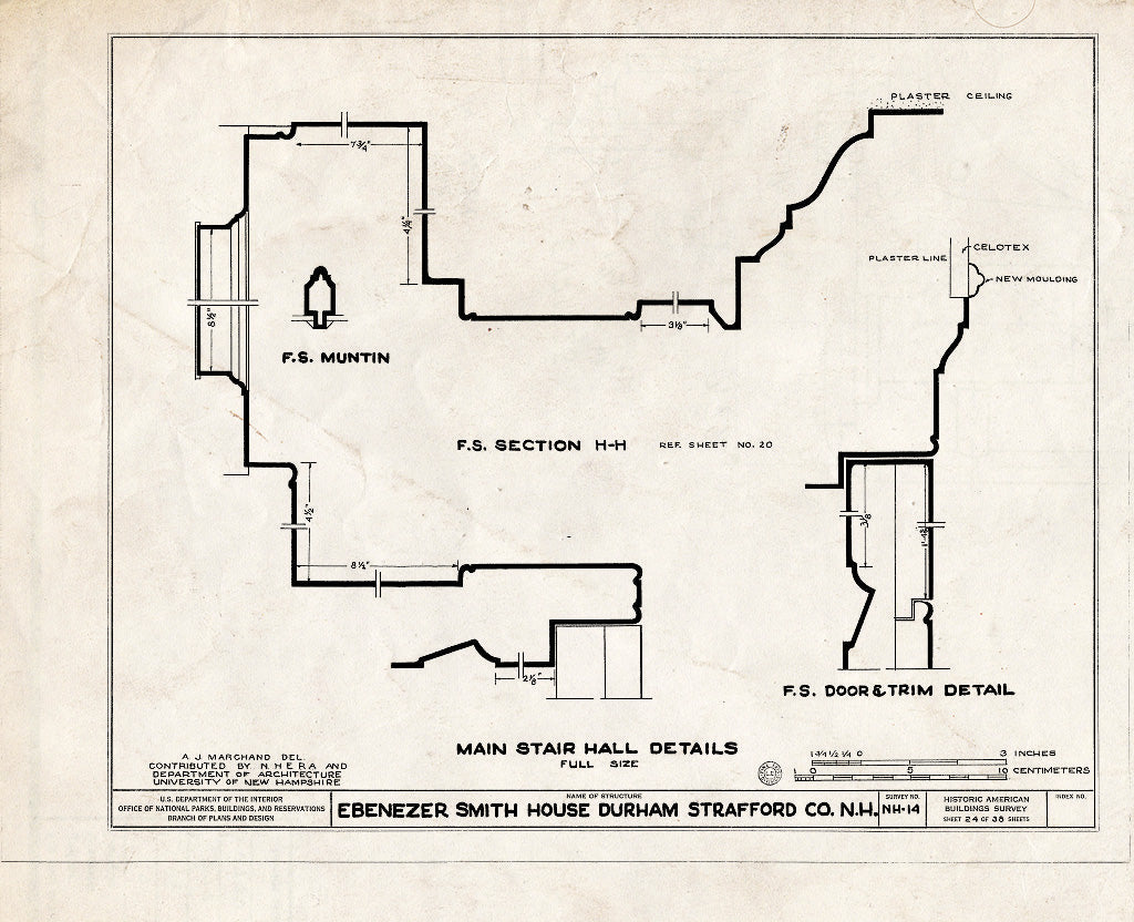 Historic Pictoric : Blueprint HABS NH,9-DUR,4- (Sheet 24 of 38) - Ebenezer Smith House, 20 Main Street, Durham, Strafford County, NH