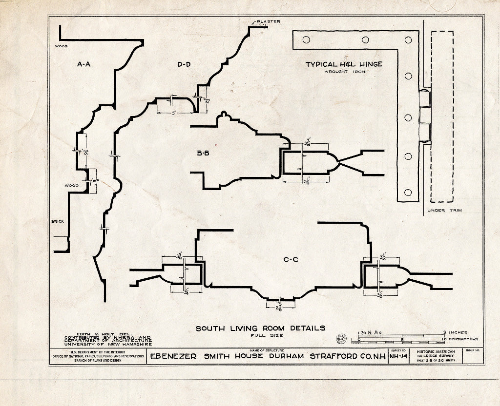 Historic Pictoric : Blueprint HABS NH,9-DUR,4- (Sheet 26 of 38) - Ebenezer Smith House, 20 Main Street, Durham, Strafford County, NH