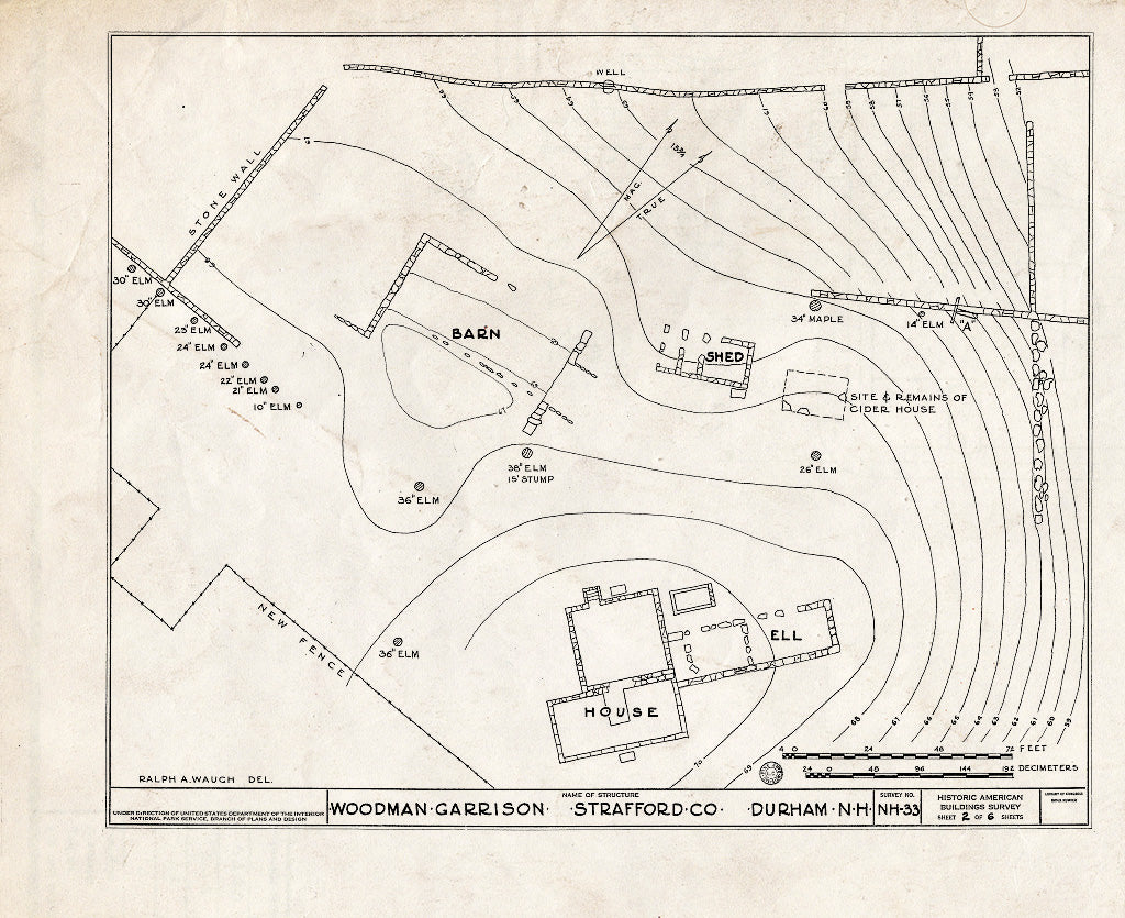 Historic Pictoric : Blueprint HABS NH,9-DUR,5- (Sheet 2 of 6) - Woodman Garrison, Garrison Avenue, Durham, Strafford County, NH