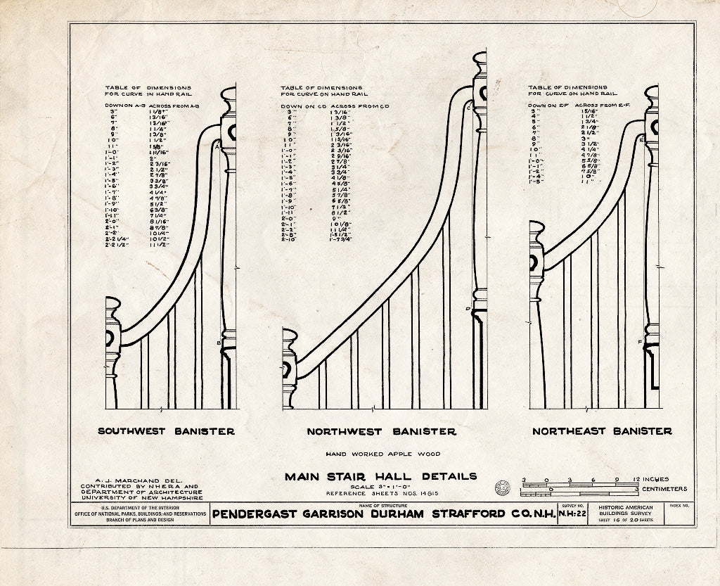 Historic Pictoric : Blueprint HABS NH,9-DUR.V,1- (Sheet 16 of 20) - Pendergast Garrison, Packer's Falls, Durham, Strafford County, NH