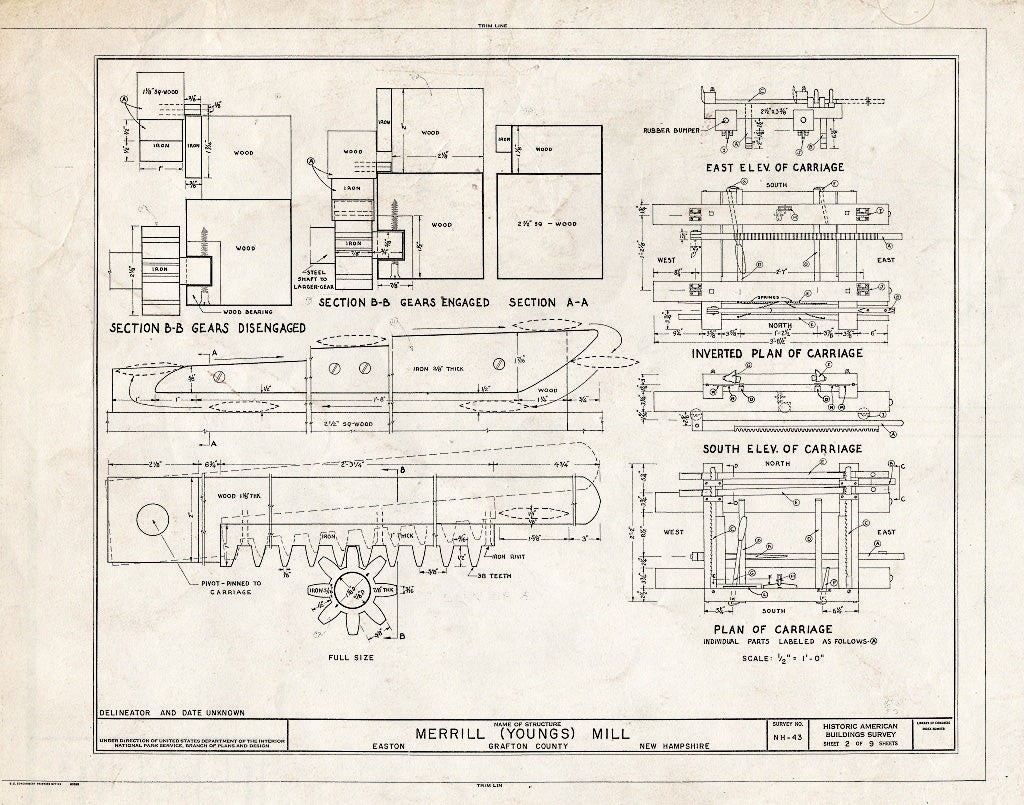 Historic Pictoric : Blueprint HABS NH,5-EASTO,1- (Sheet 2 of 9) - Merrill (Youngs) Mill, Easton, Grafton County, NH
