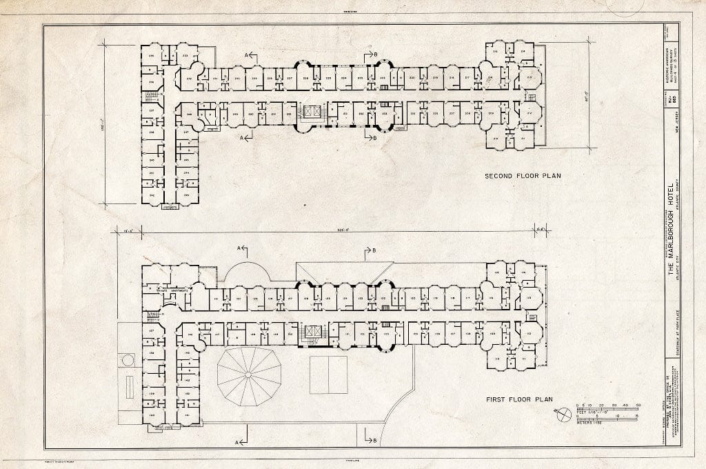 Historic Pictoric : Blueprint HABS NJ,1-ATCI,8- (Sheet 4 of 13) - Marlborough Hotel, Boardwalk at Park Place, Atlantic City, Atlantic County, NJ