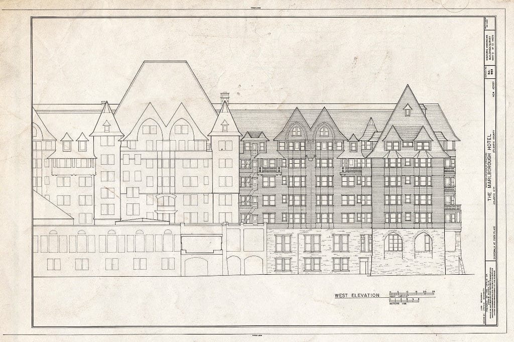 Historic Pictoric : Blueprint HABS NJ,1-ATCI,8- (Sheet 9 of 13) - Marlborough Hotel, Boardwalk at Park Place, Atlantic City, Atlantic County, NJ