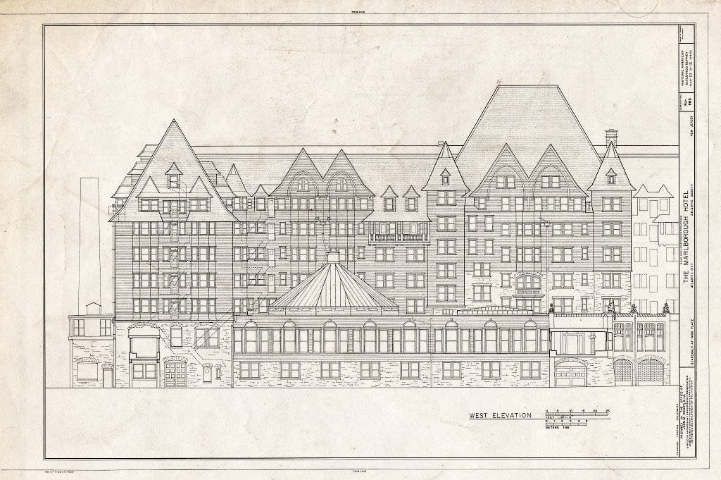 Historic Pictoric : Blueprint HABS NJ,1-ATCI,8- (Sheet 10 of 13) - Marlborough Hotel, Boardwalk at Park Place, Atlantic City, Atlantic County, NJ