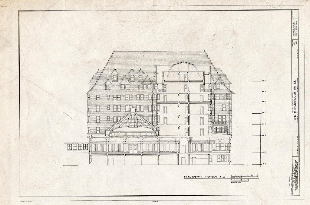 Historic Pictoric : Blueprint HABS NJ,1-ATCI,8- (Sheet 12 of 13) - Marlborough Hotel, Boardwalk at Park Place, Atlantic City, Atlantic County, NJ