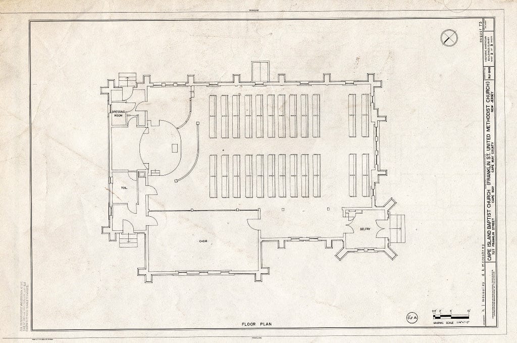 Historic Pictoric : Blueprint HABS NJ,5-CAPMA,31- (Sheet 2 of 3) - Cape Island Baptist Church, 727 Franklin Street, Cape May, Cape May County, NJ