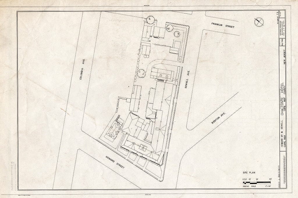 Historic Pictoric : Blueprint HABS NJ,5-CAPMA,36- (Sheet 1 of 5) - Chalfonte Hotel, Howard Street & Sewell Avenue, Cape May, Cape May County, NJ