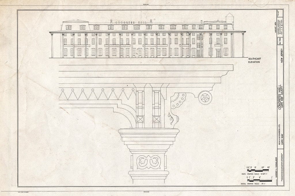 Historic Pictoric : Blueprint HABS NJ,5-CAPMA,2- (Sheet 1 of 2) - Congress Hall, Beach & Congress Streets, Cape May, Cape May County, NJ
