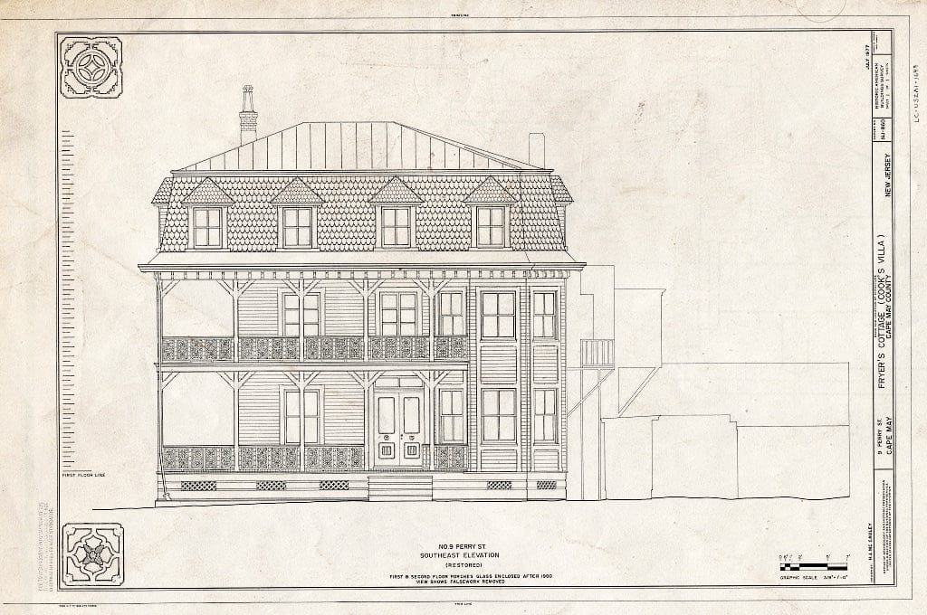 Historic Pictoric : Blueprint HABS NJ,5-CAPMA,60- (Sheet 1 of 1) - Fryer's Cottage, 9 Perry Street, Cape May, Cape May County, NJ