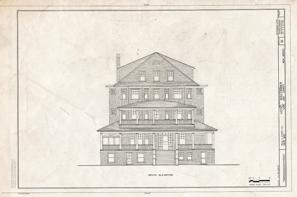 Historic Pictoric : Blueprint HABS NJ,5-CAPMA,4- (Sheet 2 of 2) - Macomber Hotel, Beach & Howard Streets, Cape May, Cape May County, NJ