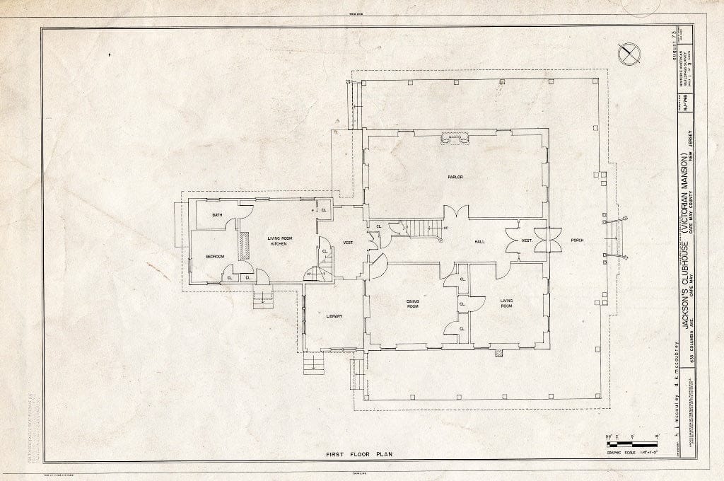 Historic Pictoric : Blueprint HABS NJ,5-CAPMA,21- (Sheet 1 of 3) - Jackson's Clubhouse, 635 Columbia Avenue, Cape May, Cape May County, NJ