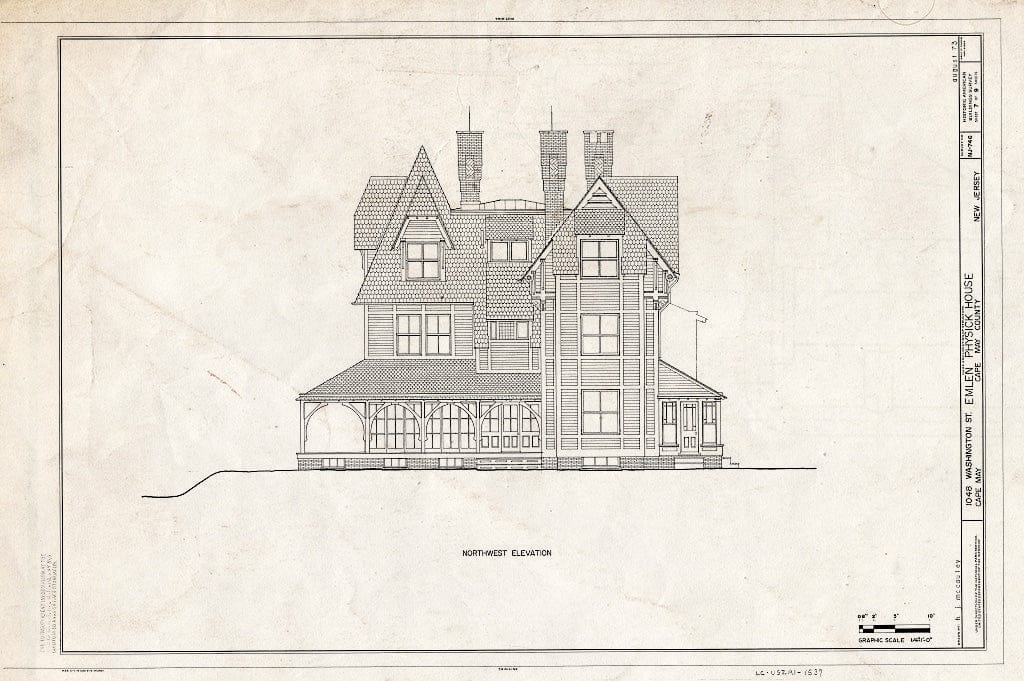 Historic Pictoric : Blueprint HABS NJ,5-CAPMA,68- (Sheet 7 of 9) - Emlen Physick House, 1048 Washington Street, Cape May, Cape May County, NJ