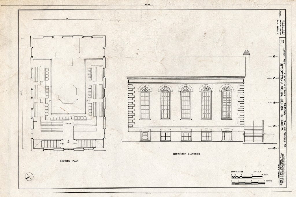 Historic Pictoric : Blueprint HABS NJ,5-WOBI,1- (Sheet 3 of 4) - Woodbine Brotherhood Synagogue, 612 Washington Avenue, Woodbine, Cape May County, NJ