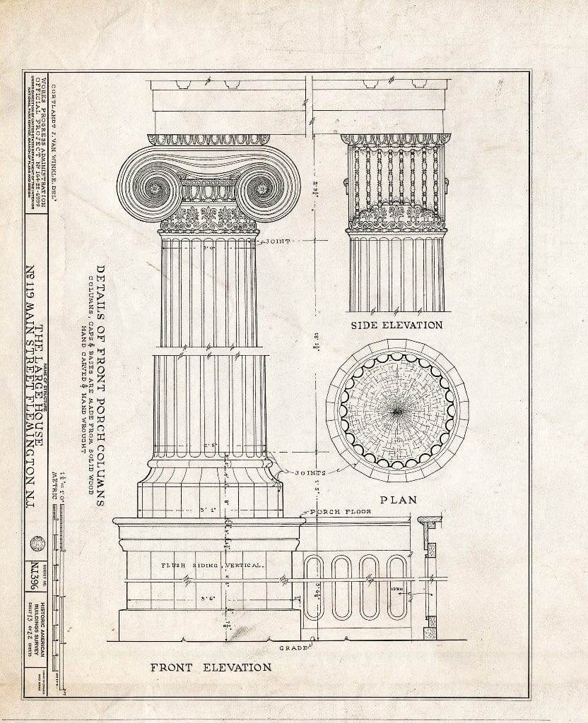 Historic Pictoric : Blueprint HABS NJ,10-Flem,1- (Sheet 13 of 22) - Reading-Large House, 119 Main Street, Flemington, Hunterdon County, NJ