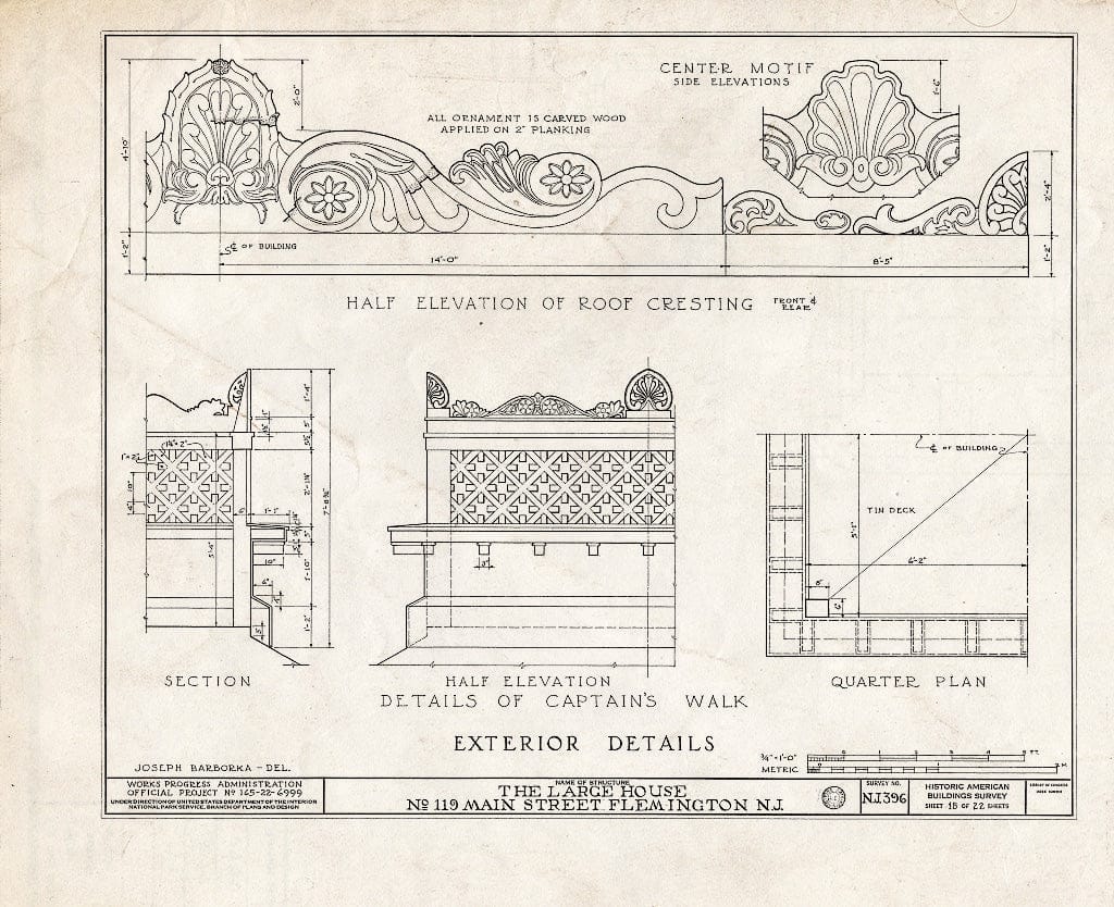 Historic Pictoric : Blueprint HABS NJ,10-Flem,1- (Sheet 18 of 22) - Reading-Large House, 119 Main Street, Flemington, Hunterdon County, NJ