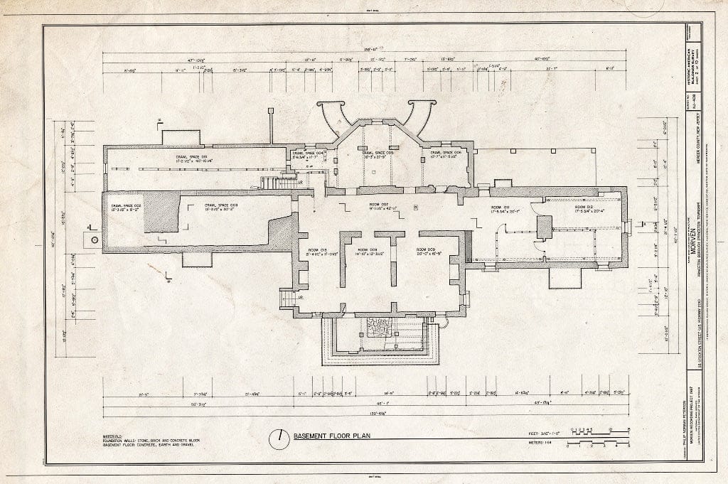 Historic Pictoric : Blueprint HABS NJ,11-Print,7- (Sheet 2 of 10) - Morven, 55 Stockton Street (U.S. Highway 206), Princeton, Mercer County, NJ